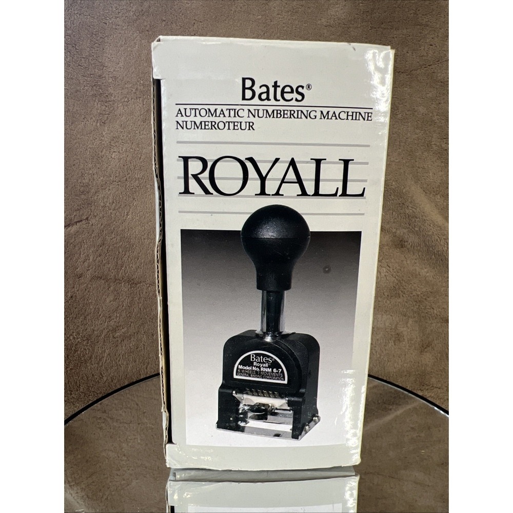 Bates Royall Automatic‎ Numbering Machine RNM 6-7 In Box With Manual and Ink